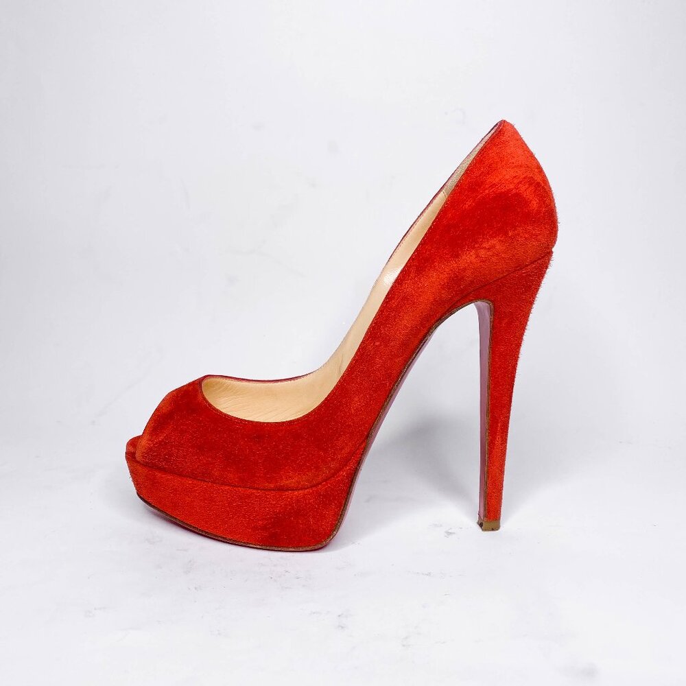Christian Louboutin Fiery Red Peep-Toe Heels